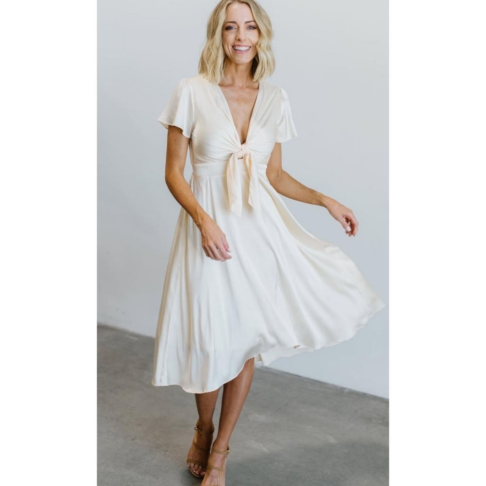 Nwt Baltic Born Ivory Poppy Satin Midi Dress Size Small